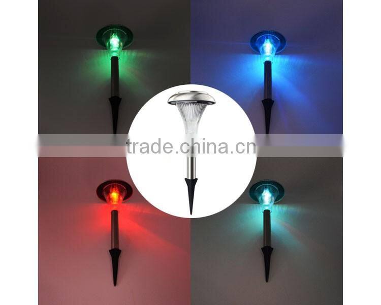 2016 Good Quality Stainless Steel + Plastic Colorful Solar Powered Stake Light