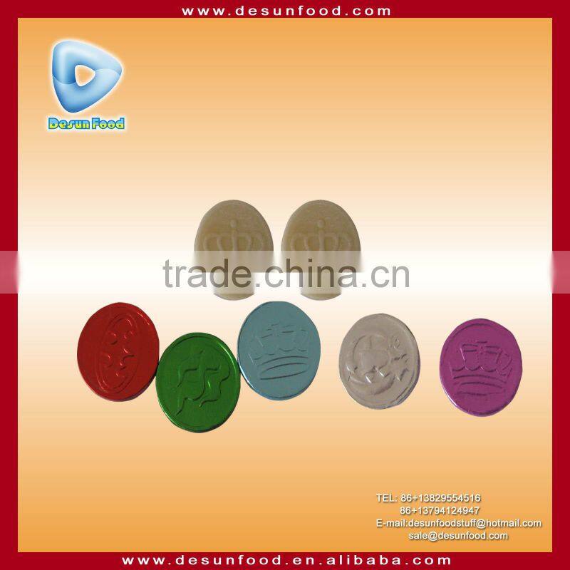 Gold coin bubble gum