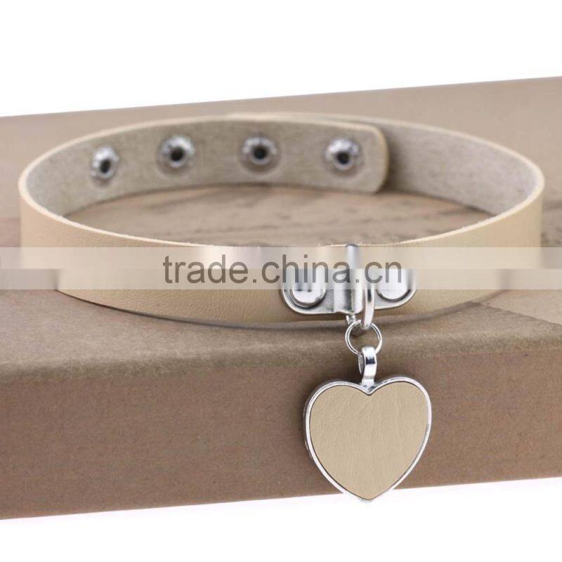 Wholesale anime rock Harajuku punk gothic heart necklace pendant leather necklace leather collar choker necklace bracelet