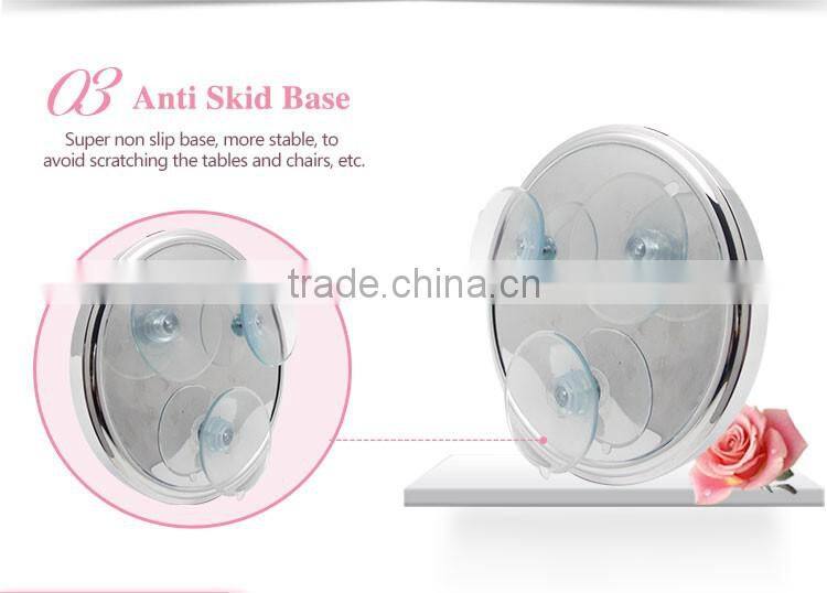 Round metal chrome plated suction mirror