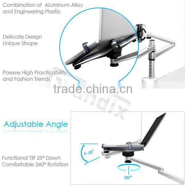 Gas spring portable 360 degree rotating recliner laptop stand