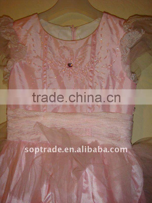 Hot sale pink children party flower girl dress