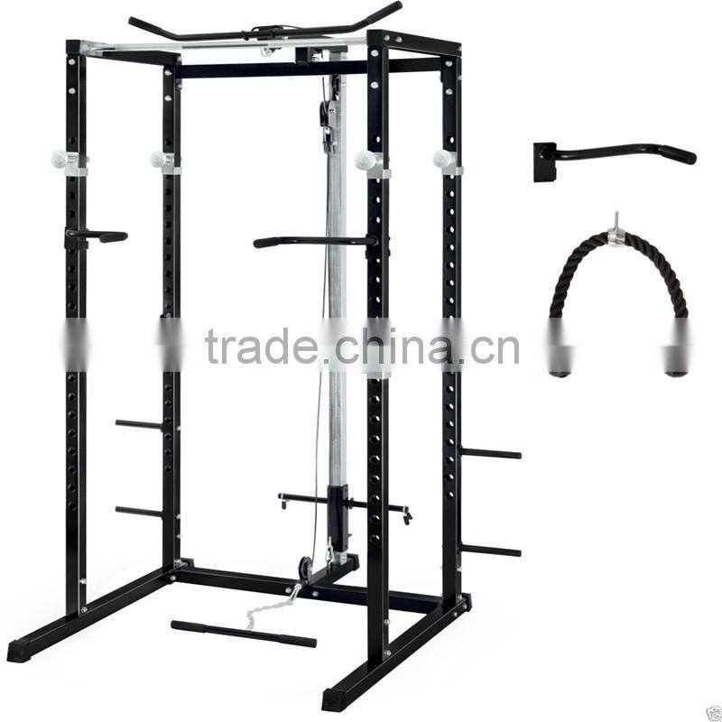 Athletics Power Rack with Lat Pull/ Tricep Rope/Dip Handles