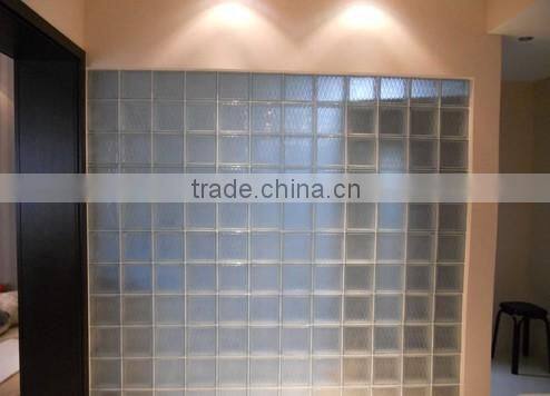 190*190*80mm decorative hollow green cloudy block glass /colored block glass with best price