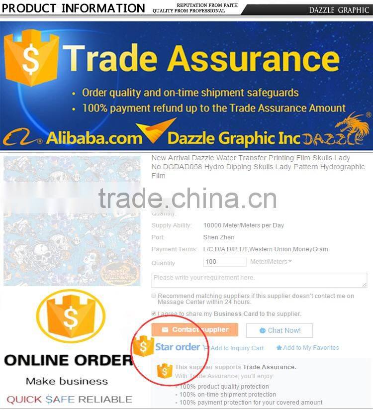 Special Design Hydro Dipping Patterns Green Zombie No.DGMA178-1 PVA Liquid Transfer Film Transparencies For Inkjet Printers