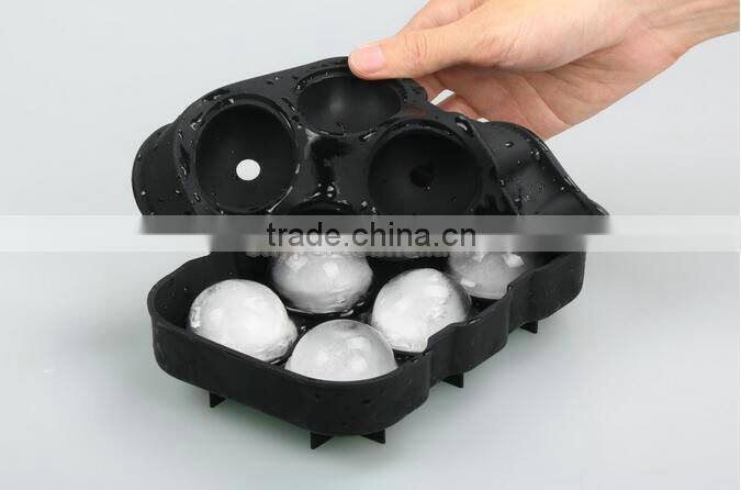 Silicone Round Ice Balls Maker Tray Six Large Sphere Molds Cube Whiskey Cocktails