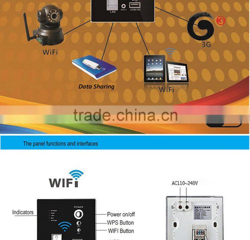 Factory Wallpad Gold Wall Embedded USB 3G WiFi Smart Socket AP Router Repeater Phone WPS USB Wireless Wall Charger Socket