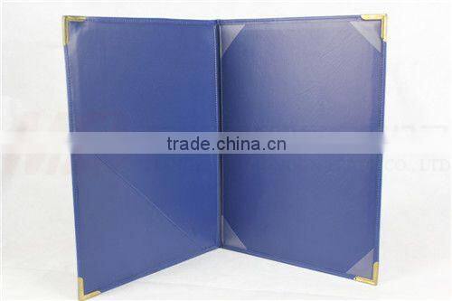 Blue Custom Diploma Certificate Cover with Four Golden Corners-Book Style
