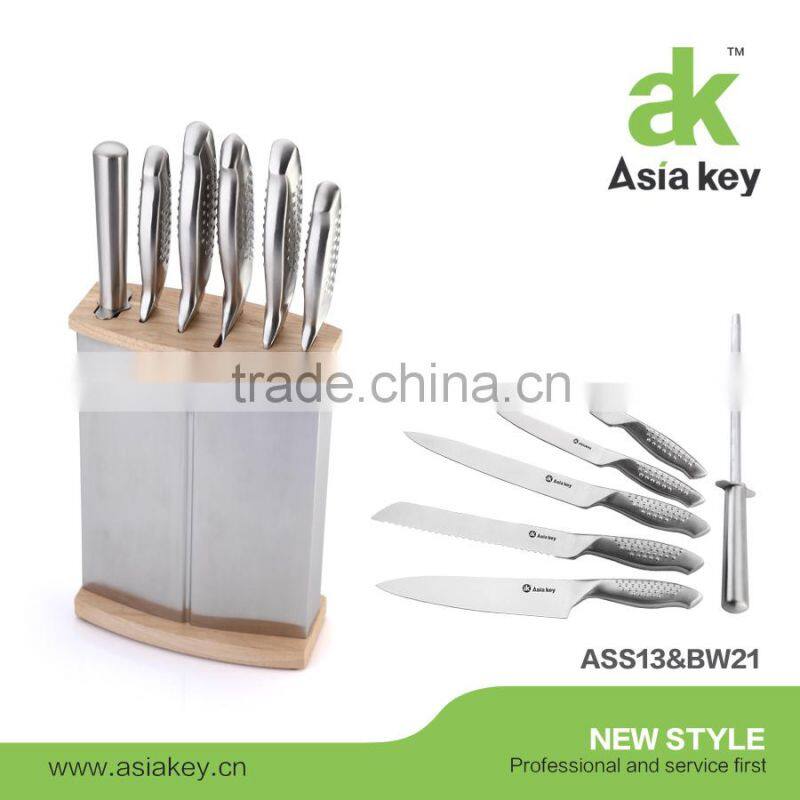 New arrival kitchen knife set,green ABS handle,acrylic block