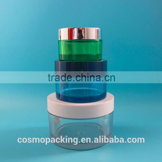 30g 1OZ empty thick PET plastic cream jar container with silver aluminium lid