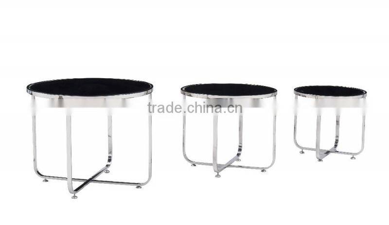 Chrome frame with glass top nesting table