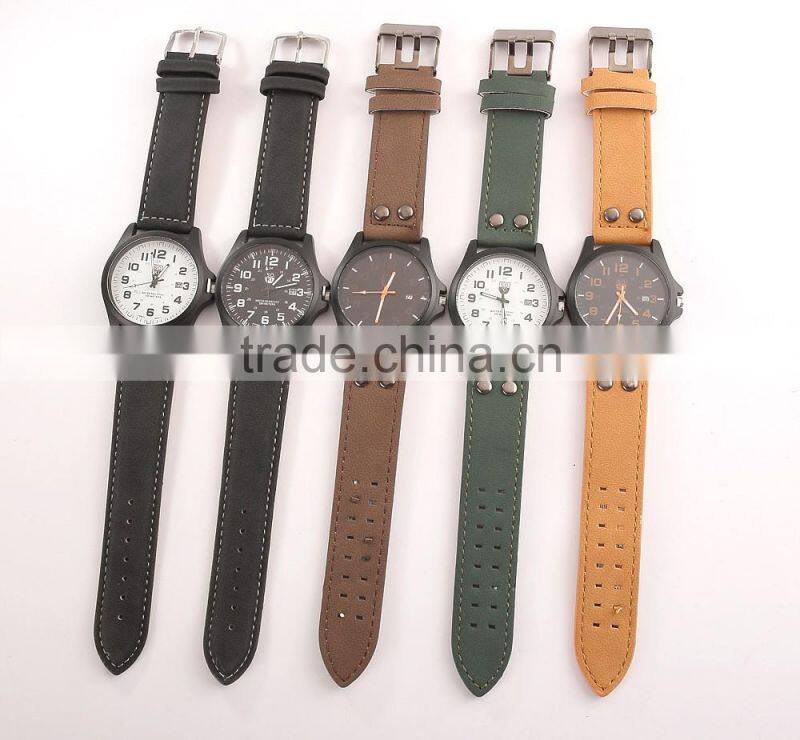 branded SOKI Brown Military Army Date Watch Mens Leather Band Wristwatch fashion china supplier