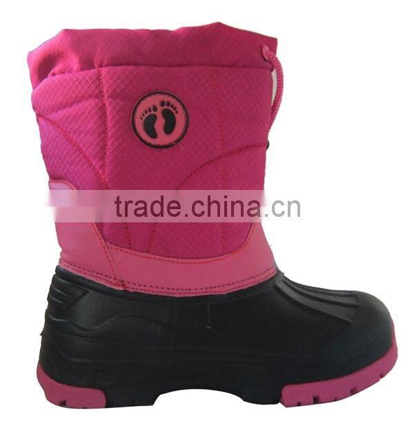 2016 new design eva rubber outsole pink snow boot for girl