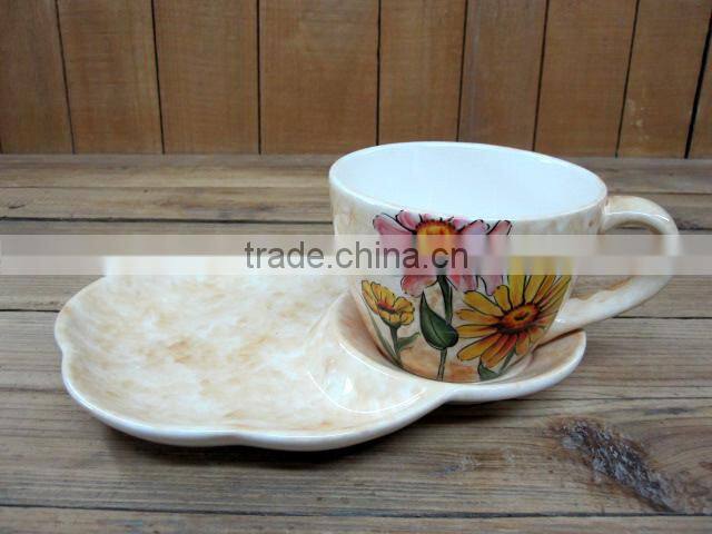 Wholesale handpaint daisy ceramic creamer with sugar bowl set