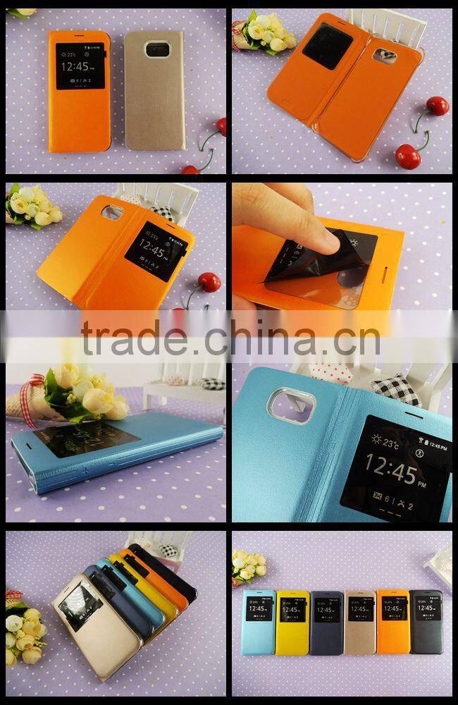Fashion View single Window Smart Leather Phone Case for Samsung Galaxy S6 S6 Edge wholesale