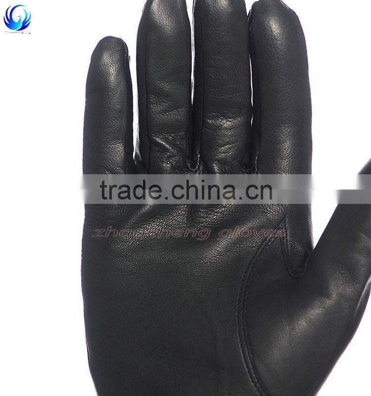 Hot sale wool lined black sheepskin leather touch gloves for men