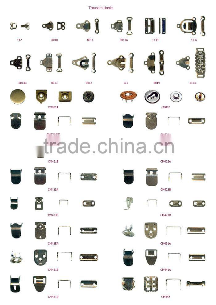 Dress jeans hook and eye buttons snap fasteners trouser hooks