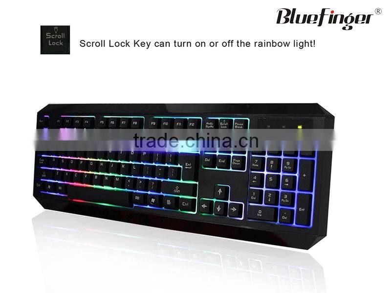 New Rainbow LED Backlit Wired gaming Keyboard Seven Automatic Color Backlit Mouse Combo Set
