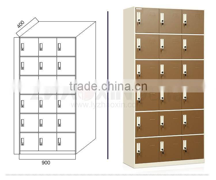 fashionable 18 door brown steel clothing locker thin edge design wardrobe steel gym storage locker
