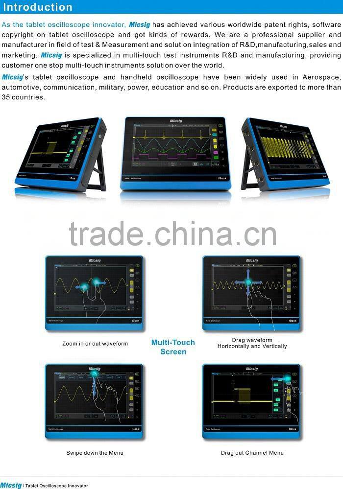 Micsig TO202A portable digital oscilloscopes, 200MHz tablet oscilloscope,2GS/s sampling rate with FFT function