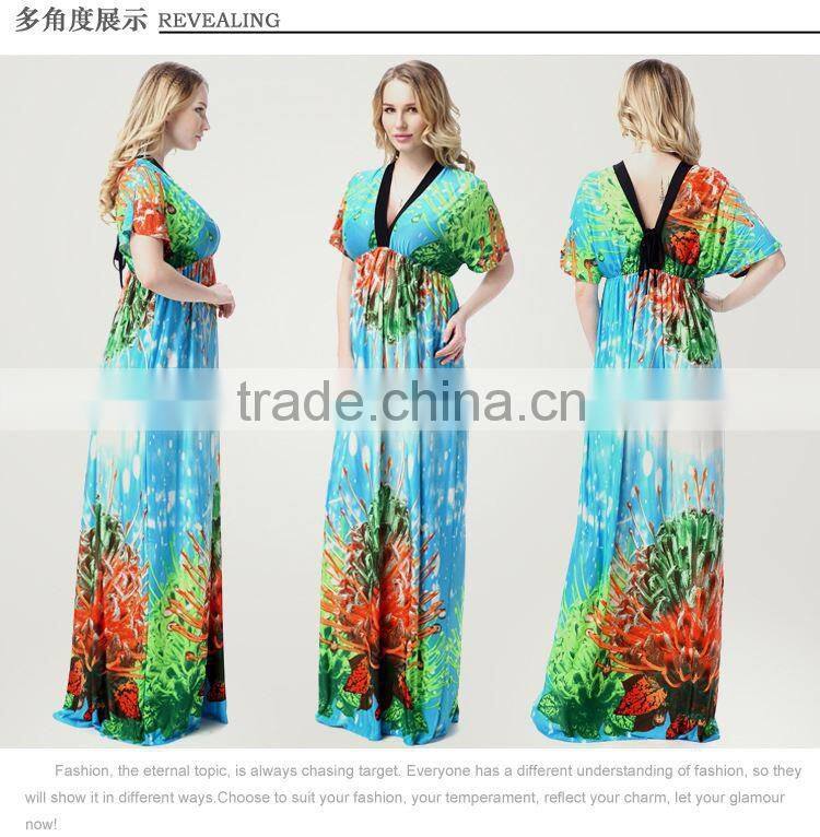 2016 new Bohemia beach Skirt bat sleeve dress