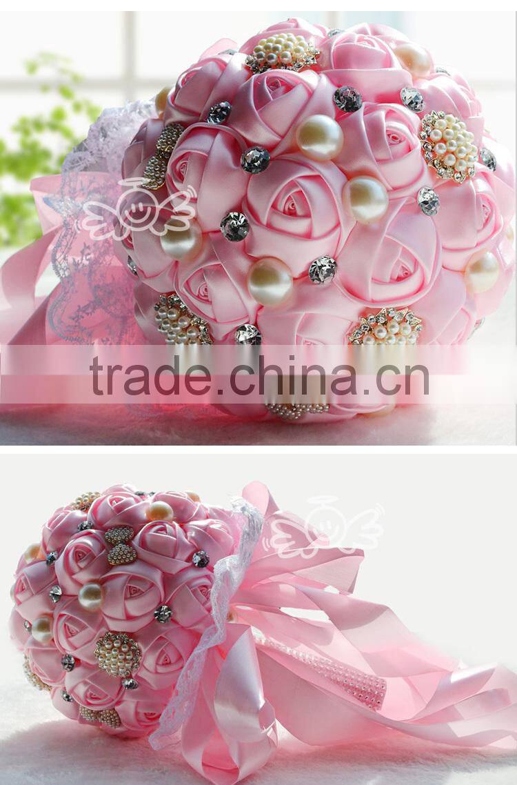 Wholesale Polyester Handmade DIY Satin Ribbon Flowers for Wedding Bridal Hand Bouquet Corsag Garment Accessories