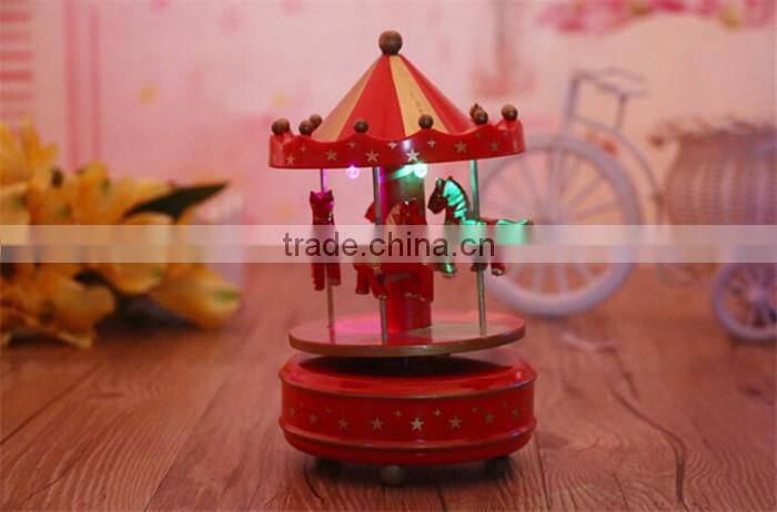 wooden mechanism carousel music box