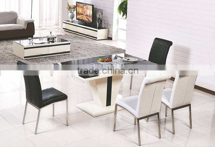 Modern design high back metal frame white leather dining chair