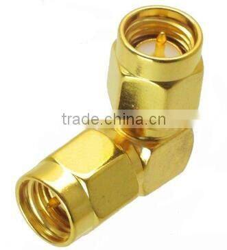Golden 90 degree SMA male to male connector