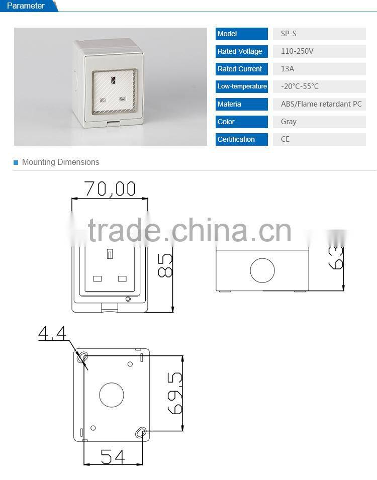 Waterproof English Style Electrical Wall Switches Socket IP66