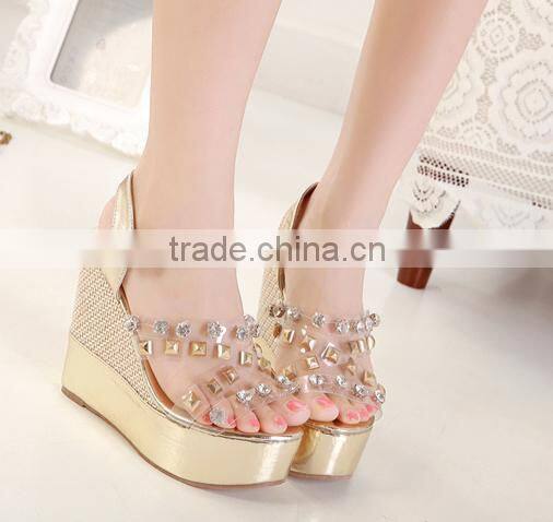 ladies shoes guangzhou women wedges shoes 2015 fashion snadals summer PY2900