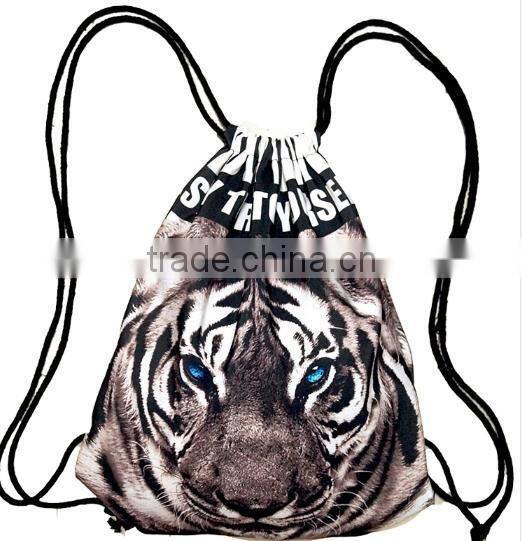 Foldable Tiger Zebra girls 3D printing animal draw string canvas Back pack bag