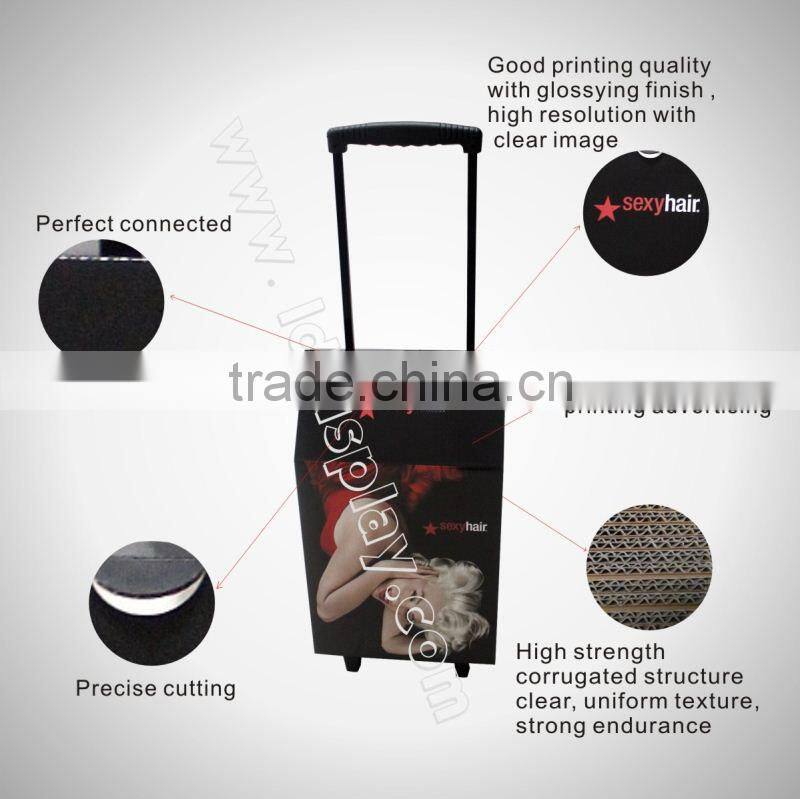 High quality strong exhibiton carton trolley display case with 8 years Experience