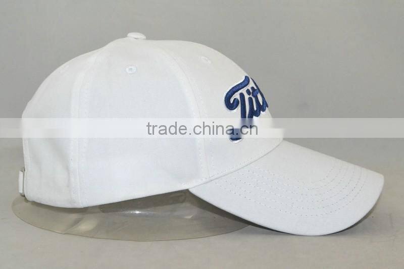 Professional custom 6 panel / 100% cotton/white/blue embroidery trademark/baseball cap