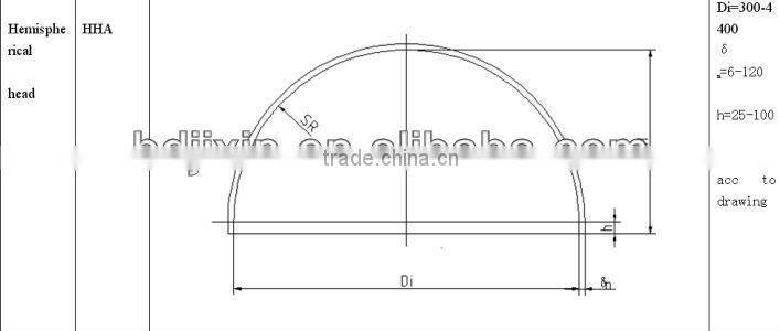 Hemispherical dish head with steel in ga and oil industry