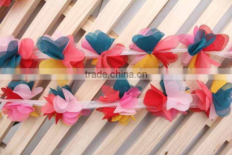 Shabby Shiny Glitter 2.5inch Chiffon Flower Trims