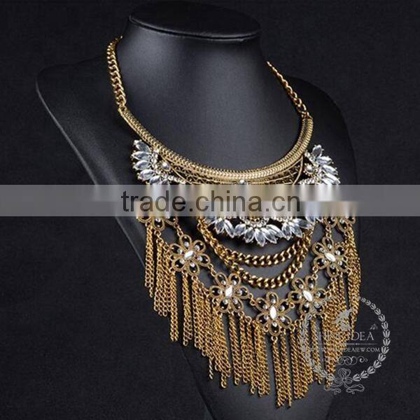 high quality vintage rhinestone chunky statement necklace tin alloy fashion women pendant necklace 6390159