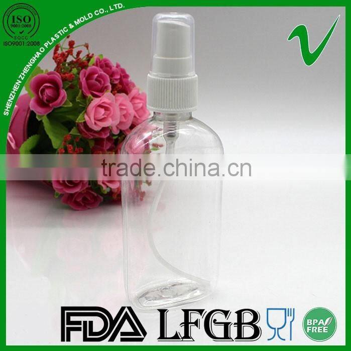 PET clear cosmetic 100ml plastic perfume bottle with pump