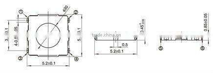 FTVCU11 5.2x5.2mm smd(smt) tact switch low profile