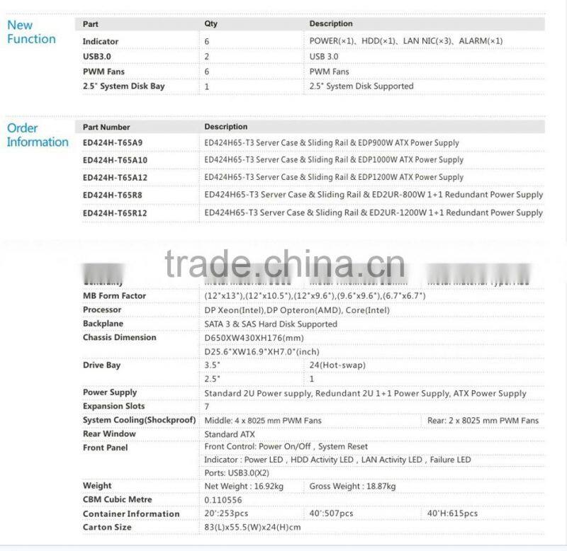 Ultra Cool ED424H55-T3 4U Server Case with Hot Swap 24 Bay with lock