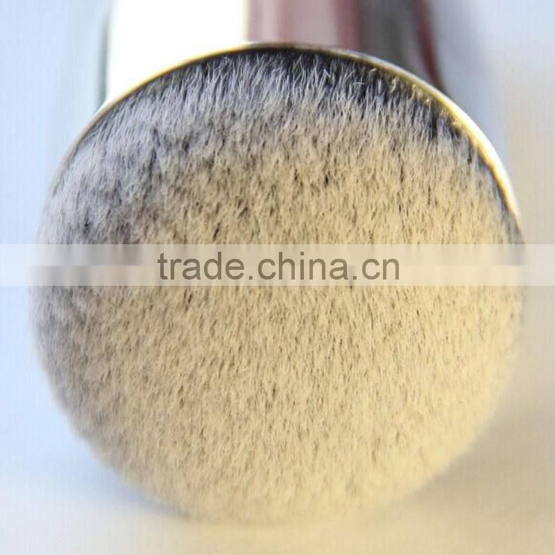 Cosmetic wood handle synthetic hair round dispensing powder brush foundation for girl
