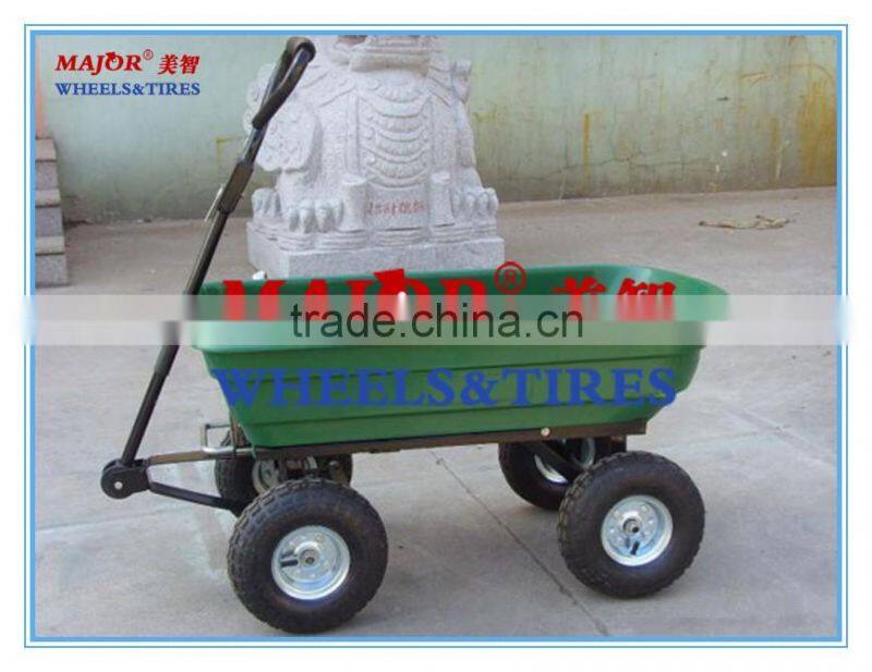 Enclosed garden poly cart with pneumatic wheels