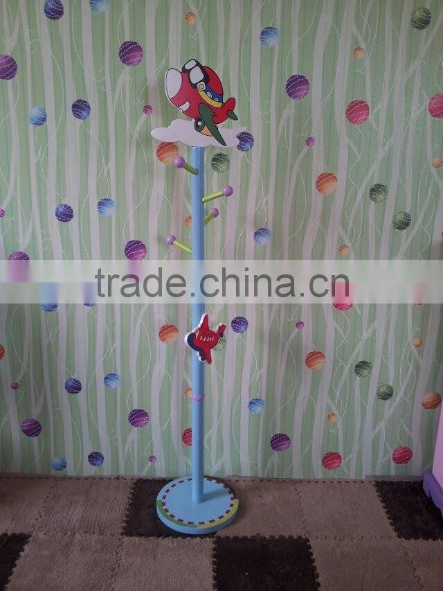 Creative color cartoons children solid wood coat racks and lovely floor hanging clothes bag coat rack