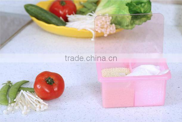 Plastic Square Salt Spice Jar Storage Containers with Spoon