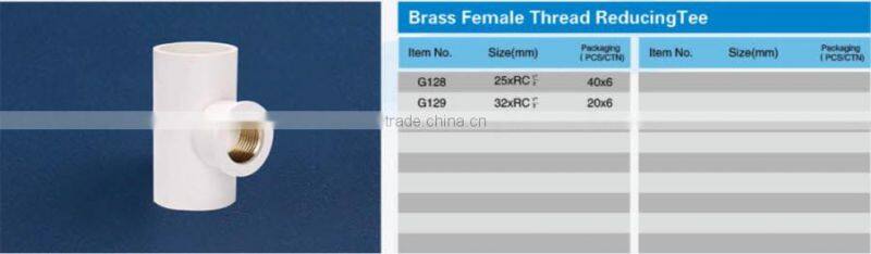 PVC Water Pipe Fittings Brass Female Thread Reducing Tee