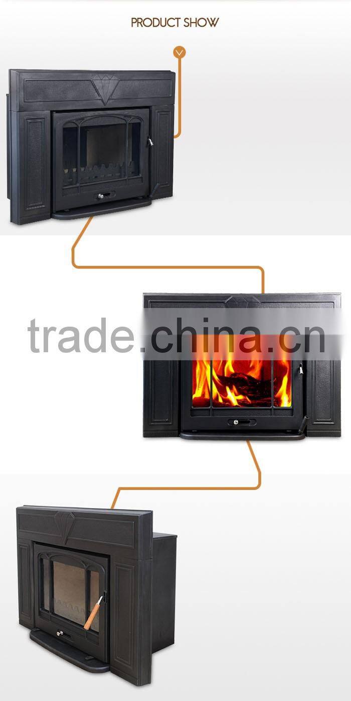 Multi fuel cast iron inset type wood burning fireplace with good appearance