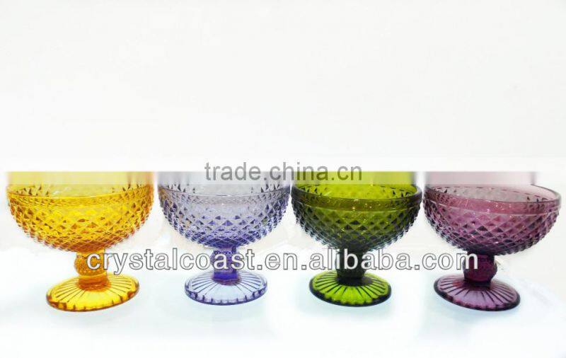 china wholesale fancy design cone colorful glass ice cream cup