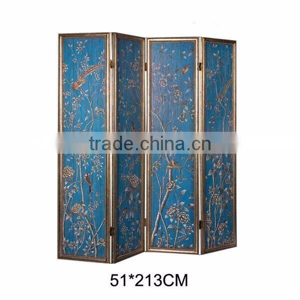 Traditional Chinese Furniture Hand Painting Four Panel Folding Screen, Retro Art Painting Decorative Wooden Floor Screen
