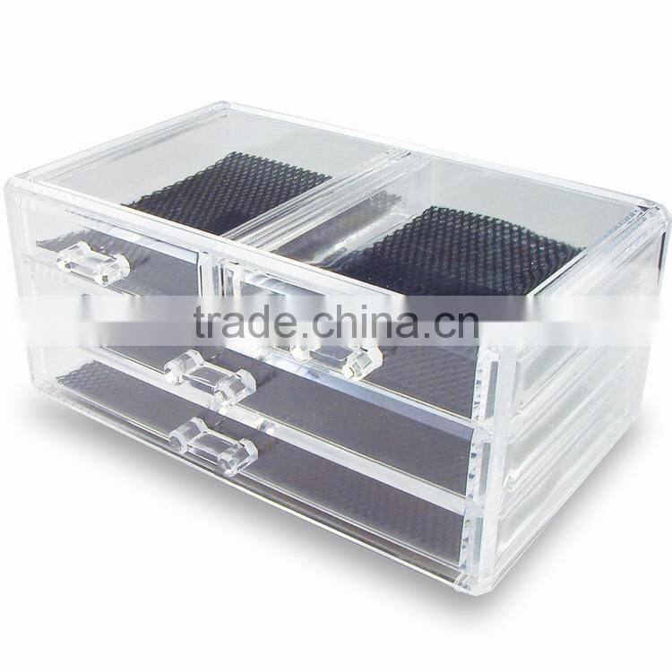 Clear Acrylic 4 Drawers Cosmetic Holder Container Makeup Box Organizer