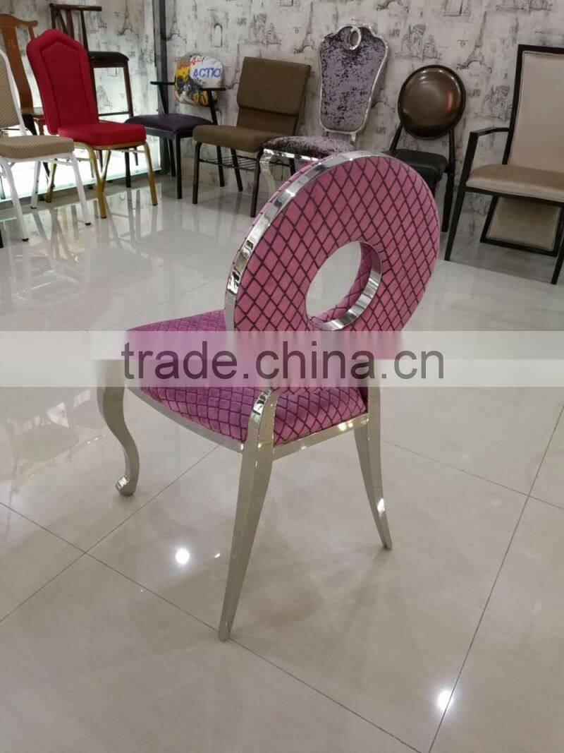 Luxury stainless steel Wedding Chair Pink Color Funiture